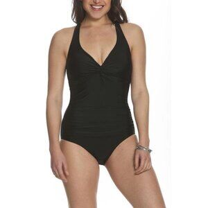 Sun and Sea Blossom Twist Back One Piece Swimsuit Black New With Tags Size 10